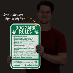 SmartSign mounted on galvanized post in park, professional permanent signage look