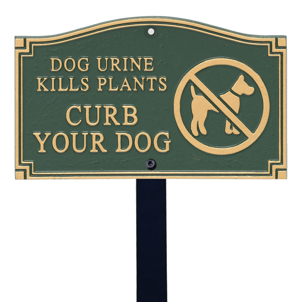 SmartSign front plaque showing bold 'Dog Urine Kills Plants' message for clear warnings