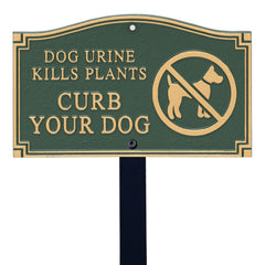 SmartSign front plaque showing bold 'Dog Urine Kills Plants' message for clear warnings