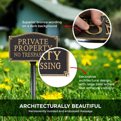SmartSign plaque staked in garden bed demonstrating discreet, attractive property protection