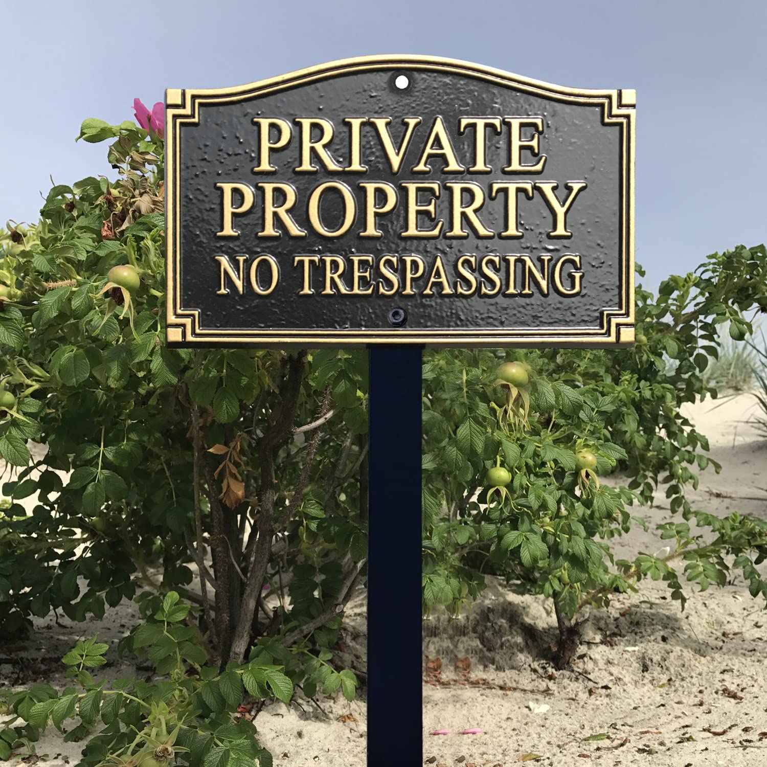 SmartSign packaged plaque, stake, and hardware ready to install for convenient setup