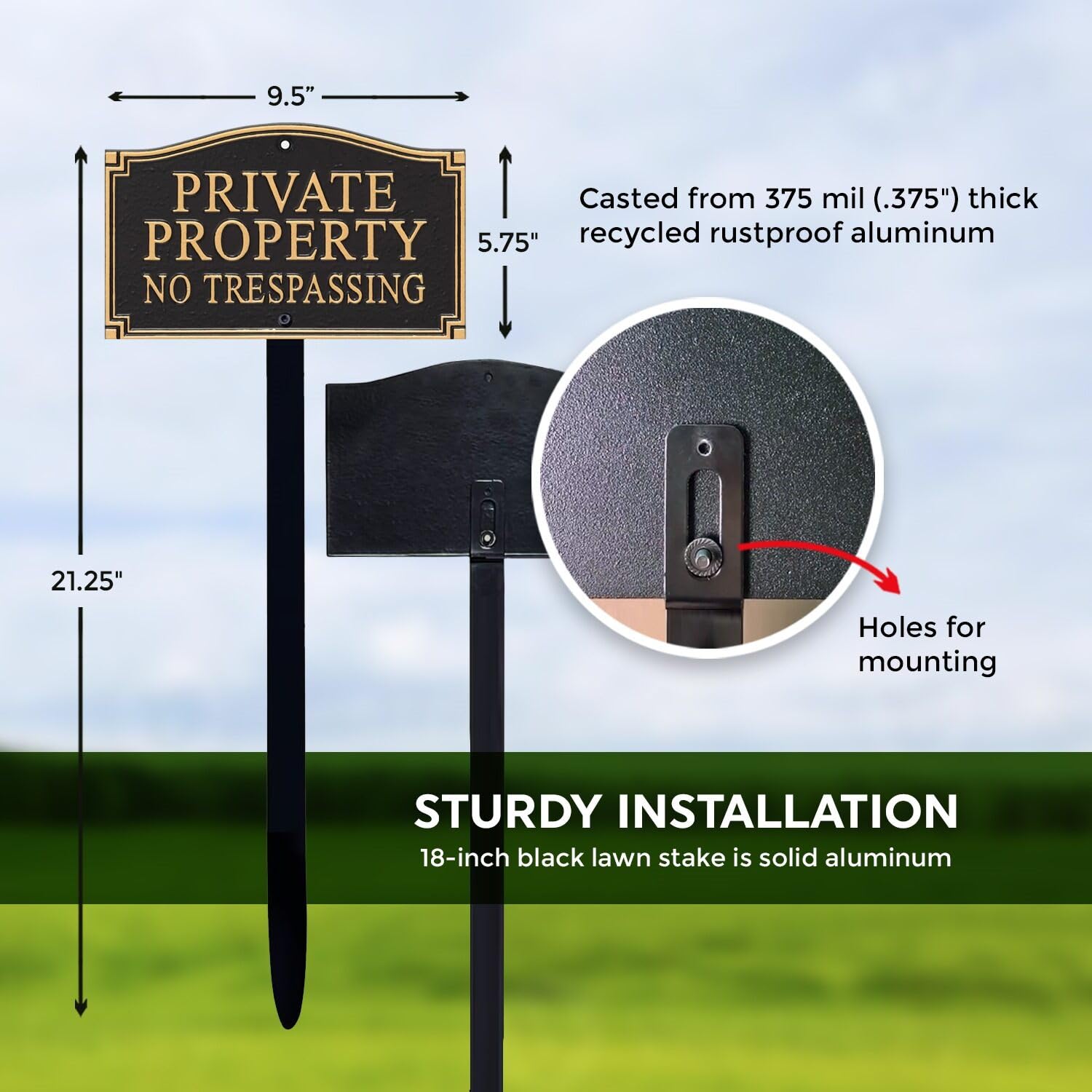 SmartSign 18-inch stake and hardware laid out for quick installation and secure mounting