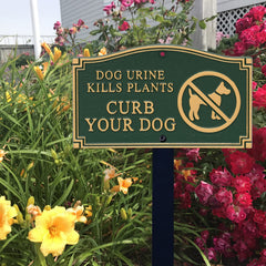 SmartSign installed on 18-inch black stake in soil showing easy installation and visibility