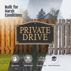 SmartSign plaque installed in lawn on 18-inch stake for quick display