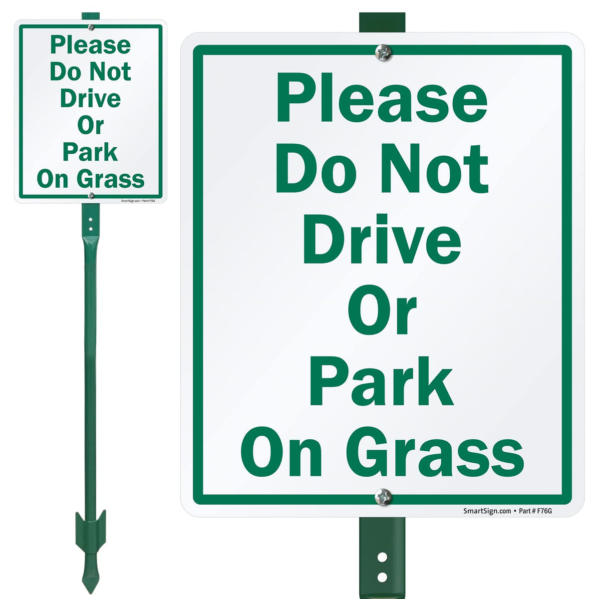 SmartSign front view showing clear no-drive-or-park message and durability