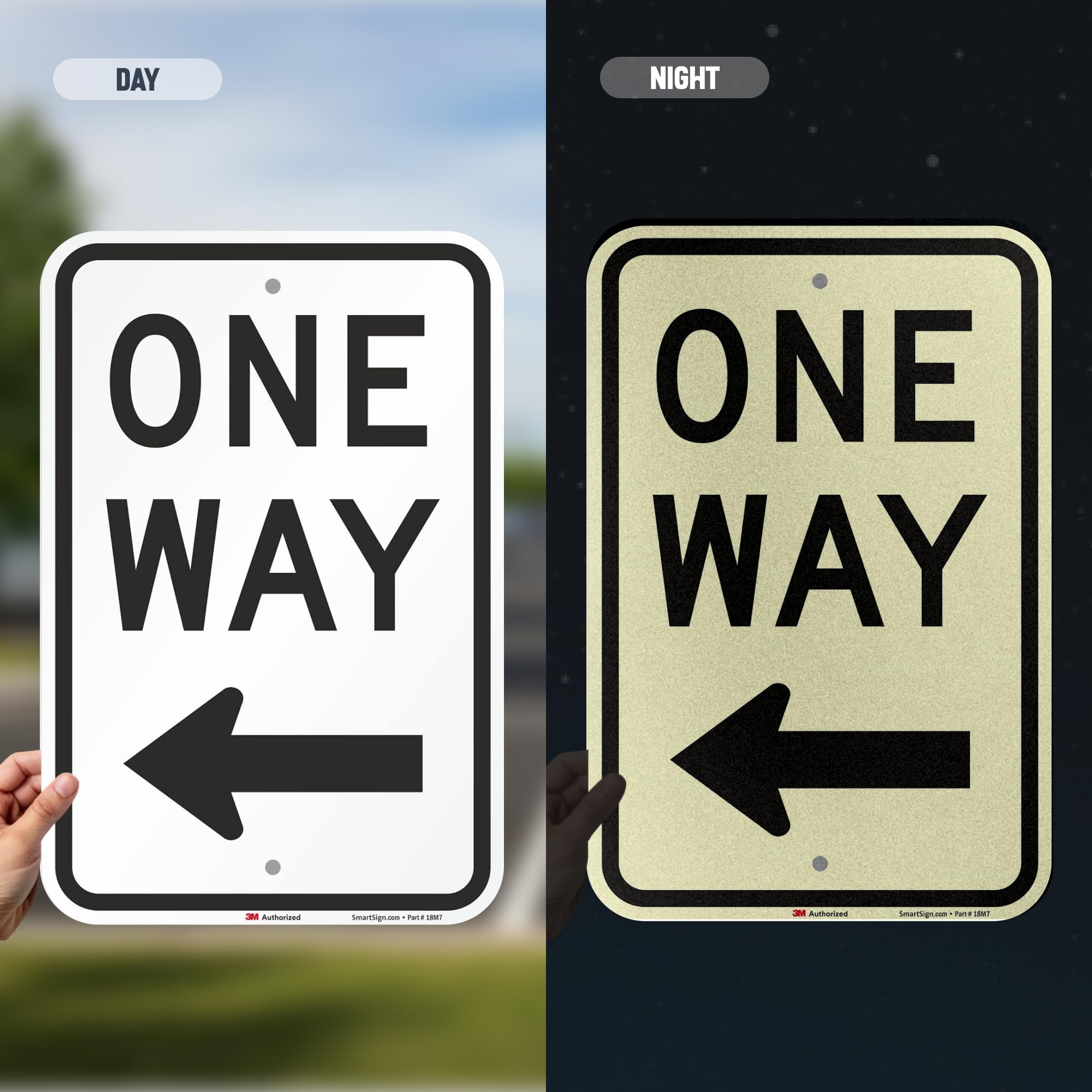 SmartSign edge profile showing .63 aluminum thickness and rust-free durability