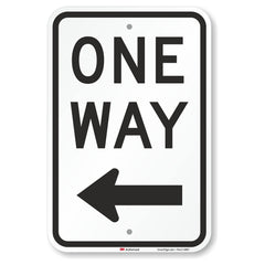 SmartSign front view showing clear one way left arrow improving directional clarity
