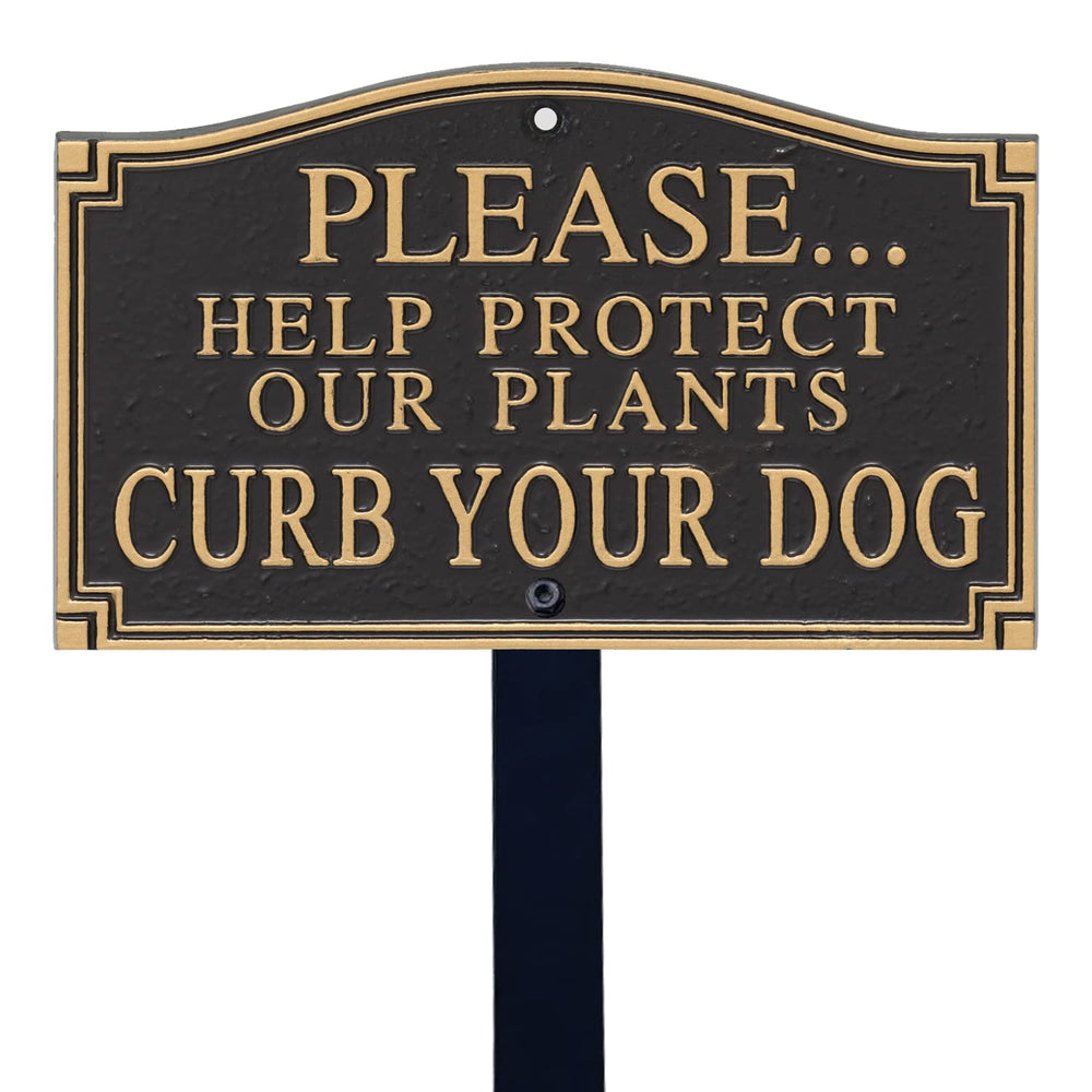 SmartSign front view of black and gold plaque showing clear message and curb appeal