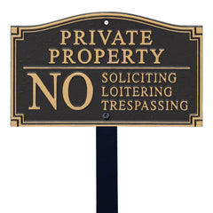 SmartSign front plaque view showing clear no soliciting message and durable finish