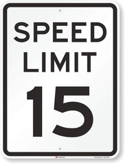SmartSign front view of Speed Limit 15 sign showing clear message and durable finish