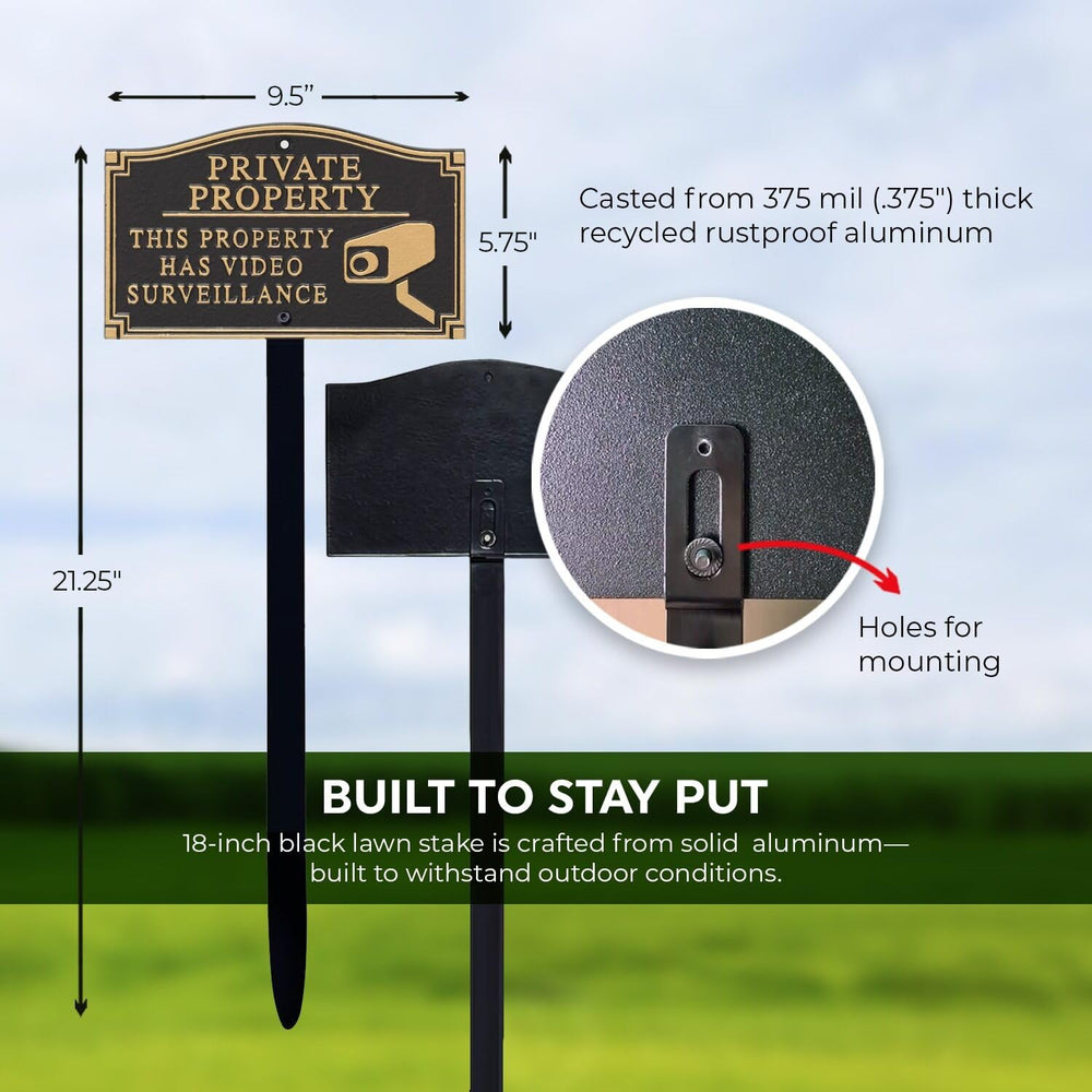 SmartSign 18-inch black stake mounted in lawn providing stable placement