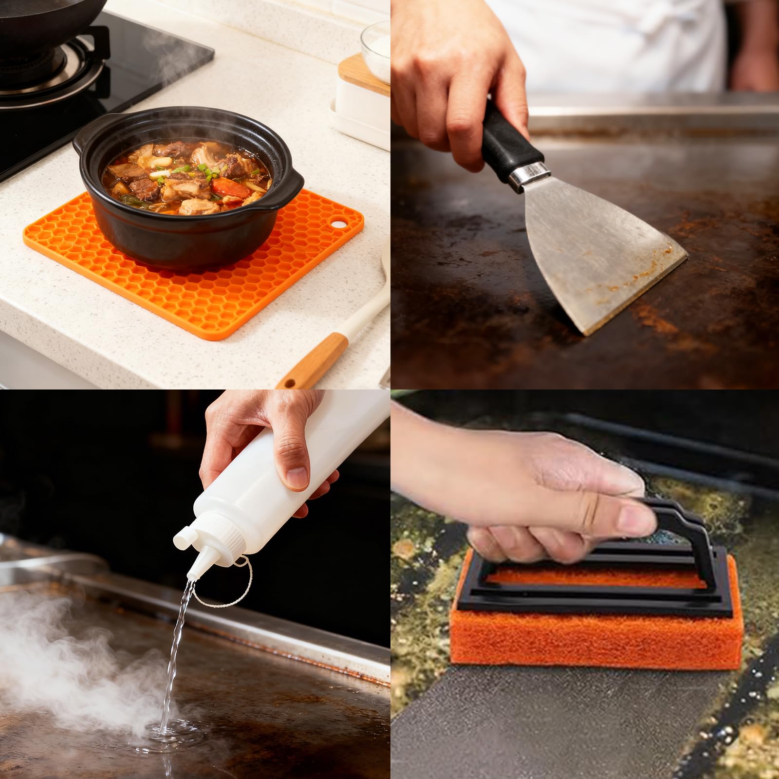 smeltgrid trivet mat with scrub pad protecting surfaces and easing cleanup