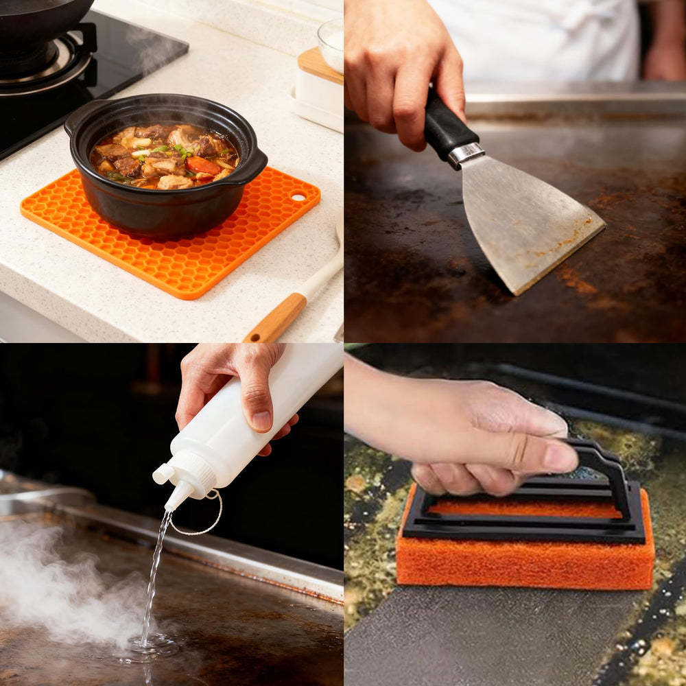 smeltgrid trivet mat with scrub pad protecting surfaces and easing cleanup