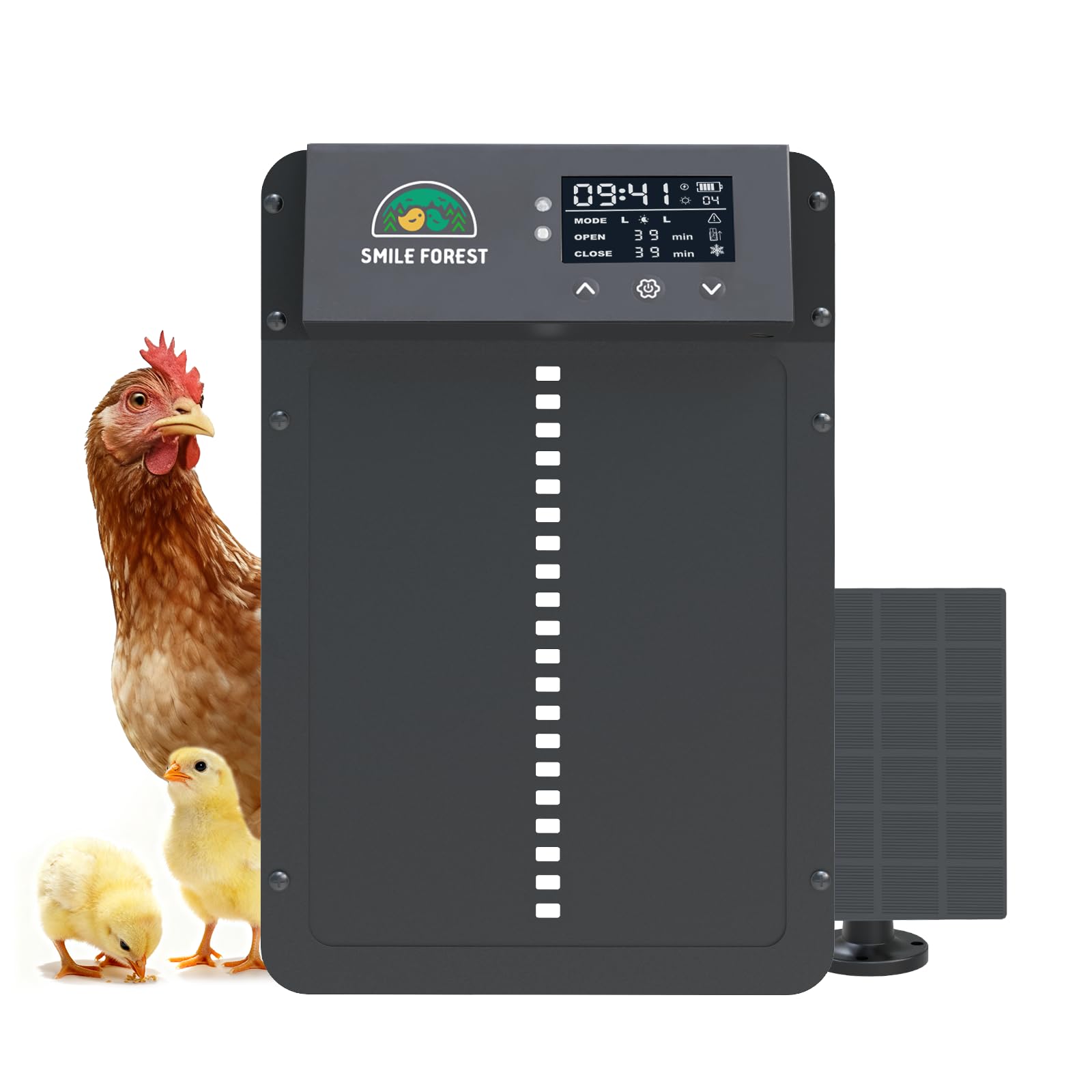 SMILE FOREST front unit and solar panel showing easy installation benefit