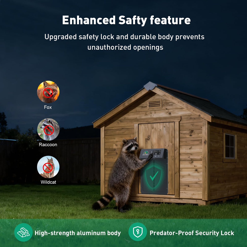 SMILE FOREST safety lock buttons protecting coop from curious animals