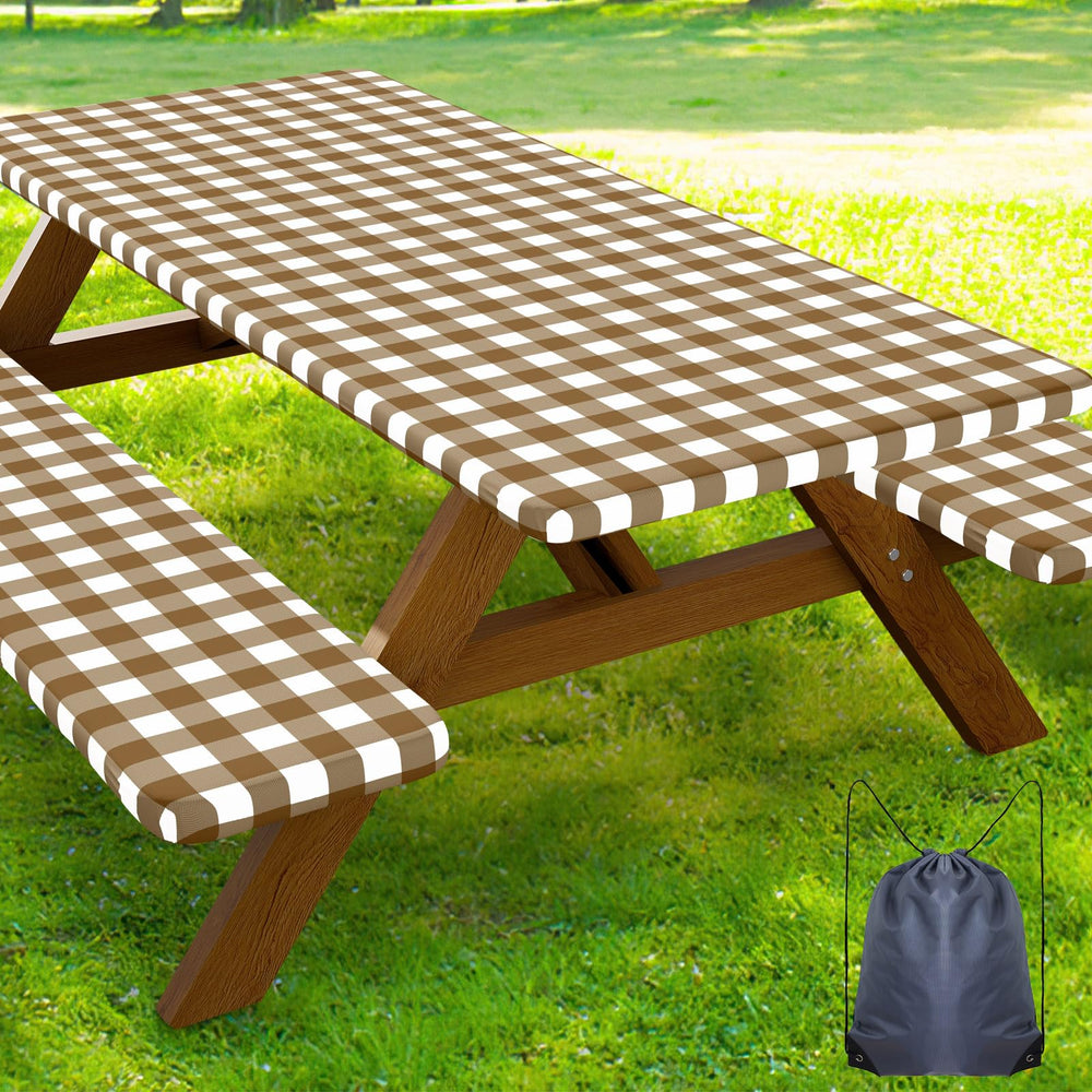 Smiry front view of 6ft picnic table cover showing full fit and aesthetic benefit