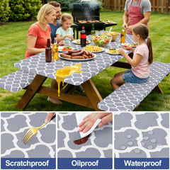 Smiry table set for a picnic outdoors showing waterproof protection benefit