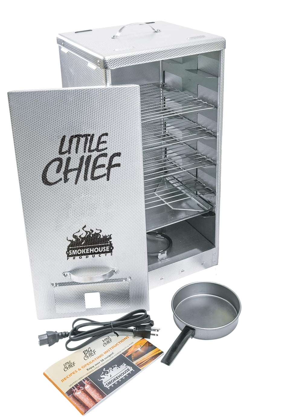 Smokehouse Little Chief front view showing compact smoker and door for reliable low-heat smoking