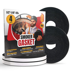 Smoker Chef front view of four black gasket rolls showing full kit benefits
