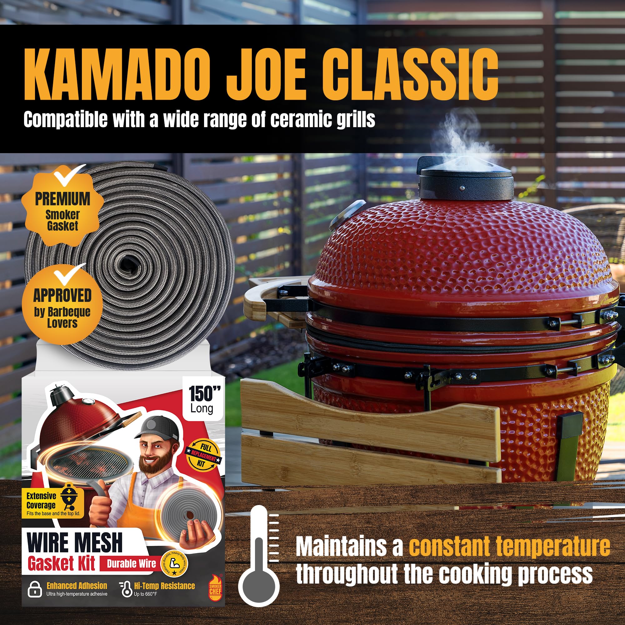 Smoker Chef gasket with adhesive and tools ready for easy installation