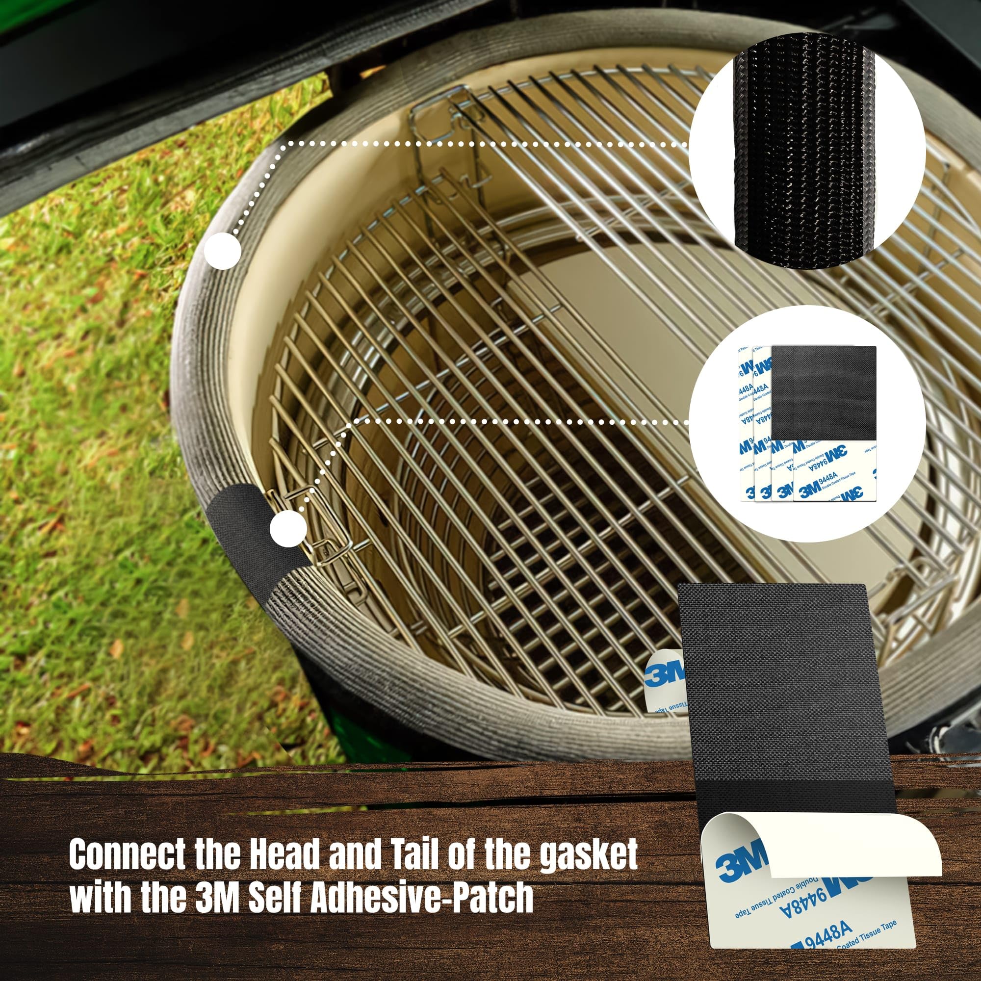 Smoker Chef gasket beside ruler showing 16-foot length and fit clarity