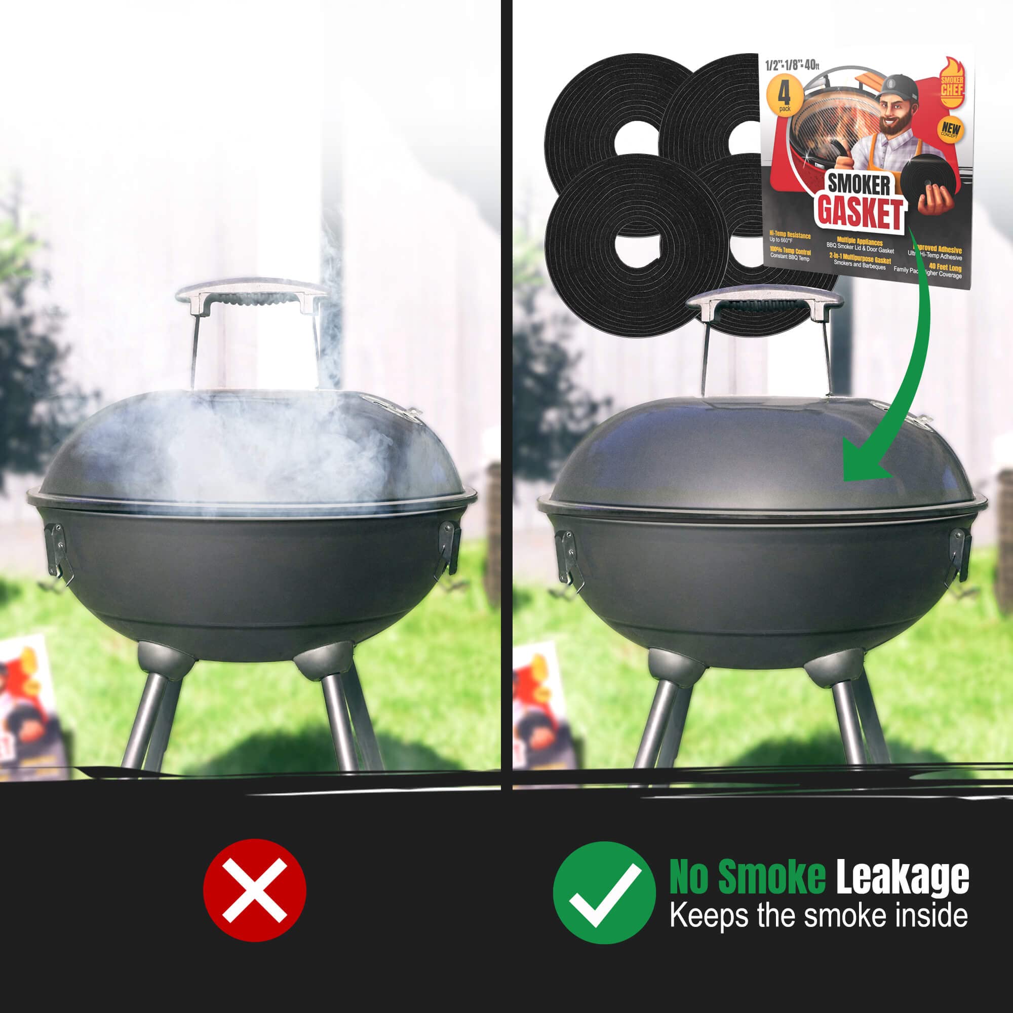 Smoker Chef installed on smoker lid showing improved seal and temperature control
