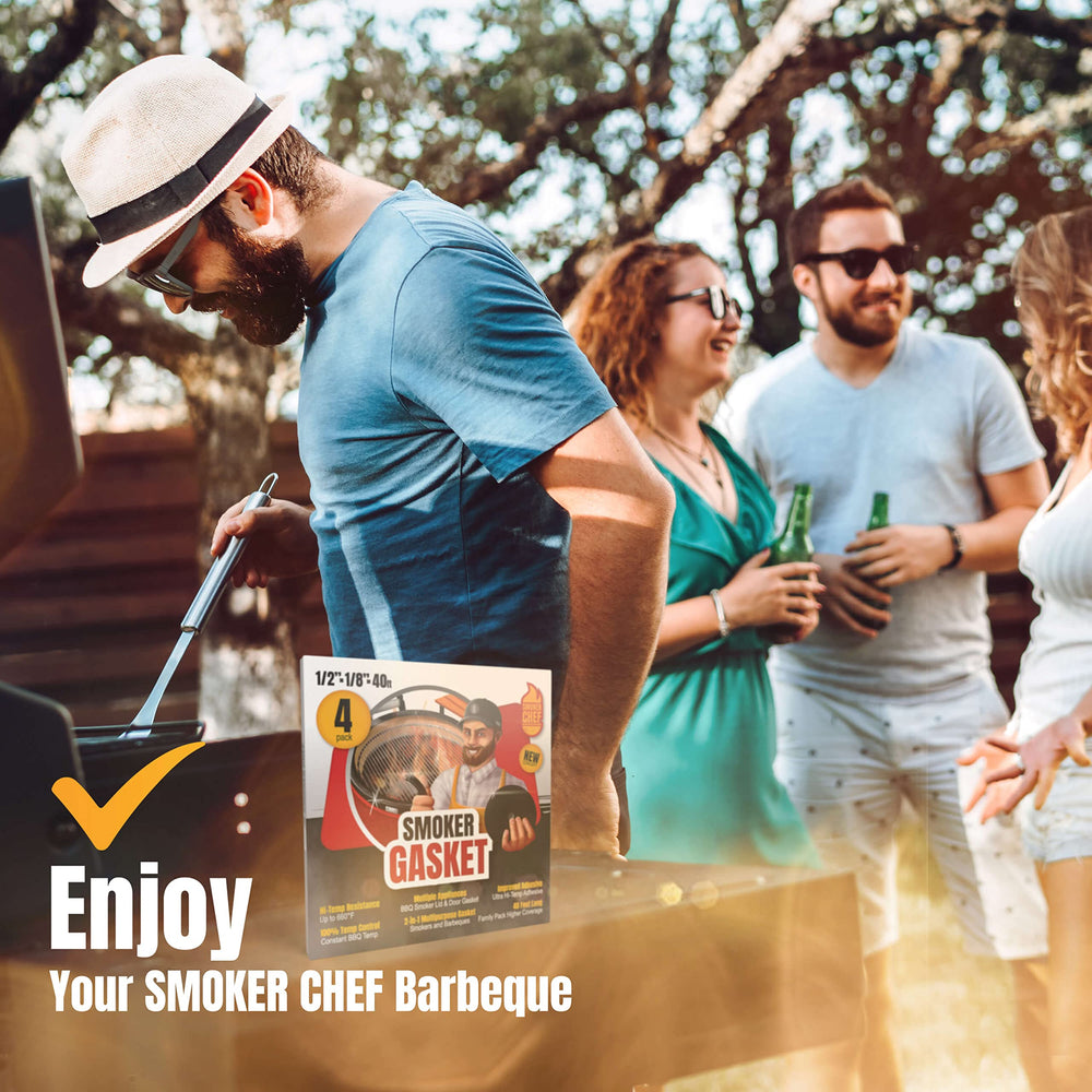 Smoker Chef in backyard grilling scene showing professional smoke retention benefits