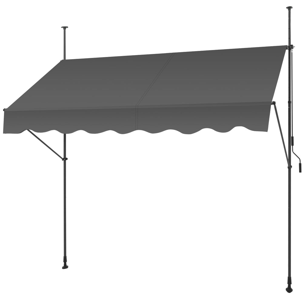 SMONTER front view of installed awning showing full coverage benefit