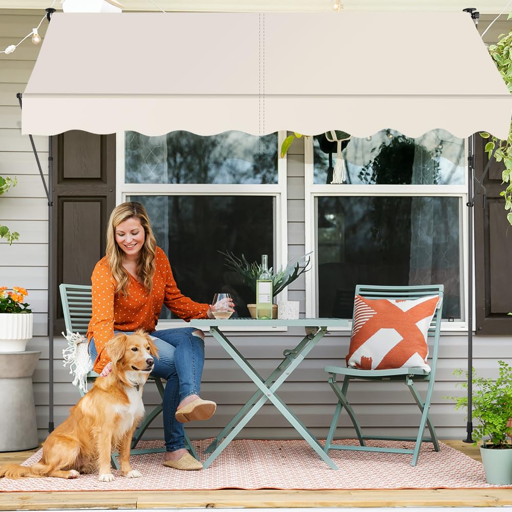 SMONTER awning in-use over patio demonstrating comfortable shaded area