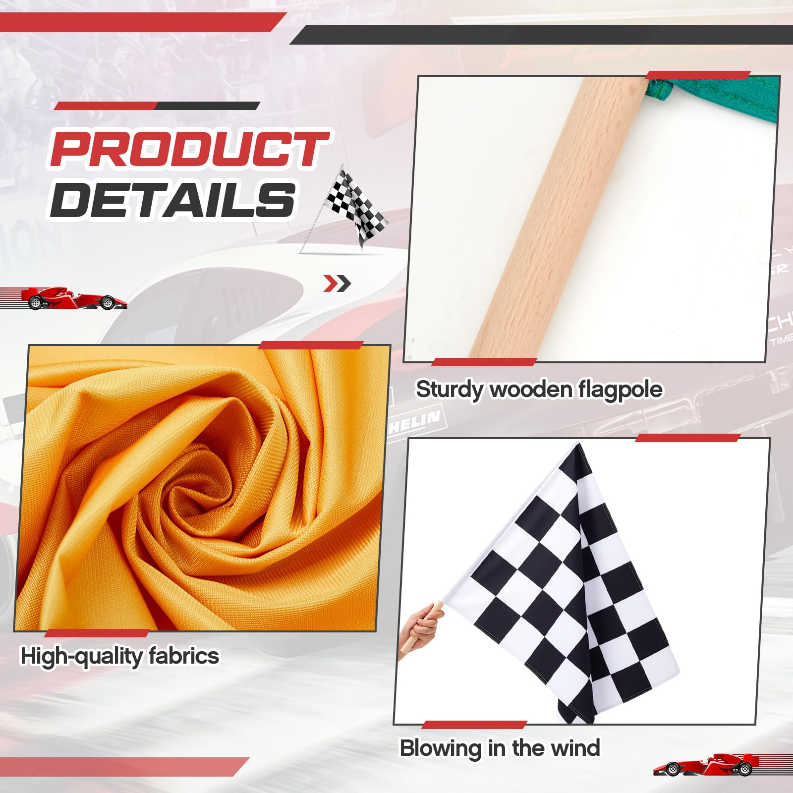 SmoothNovelty open storage bag neatly organizing flags and poles for easy transport