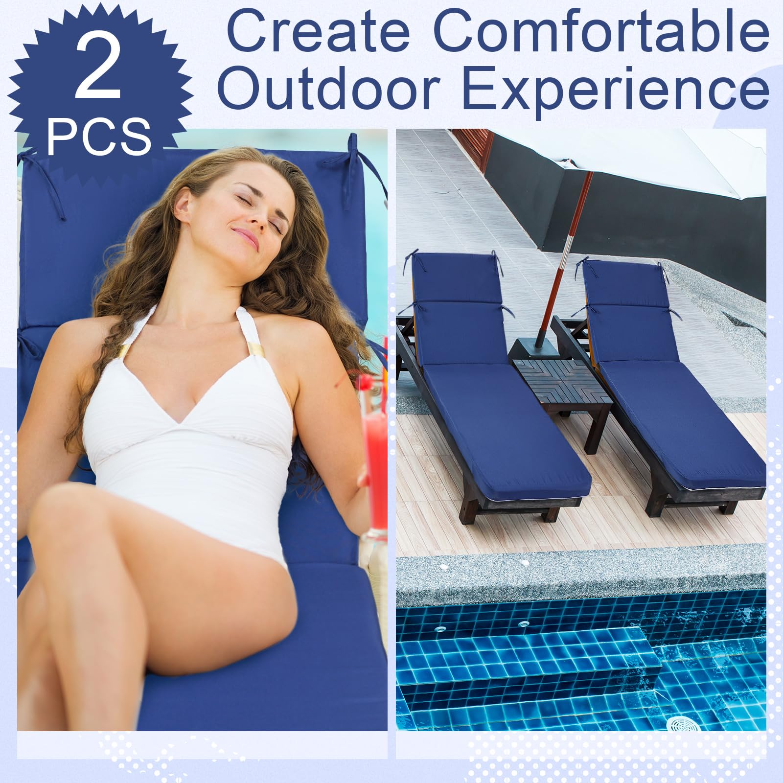 SmoothNovelty cushions in use on a patio lounge illustrating outdoor comfort benefit