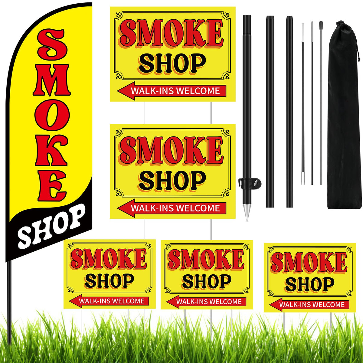 SmoothNovelty feather flag front view showing bold colors and visibility