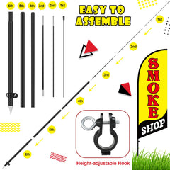SmoothNovelty flag pole detail illustrating easy assembly and transport