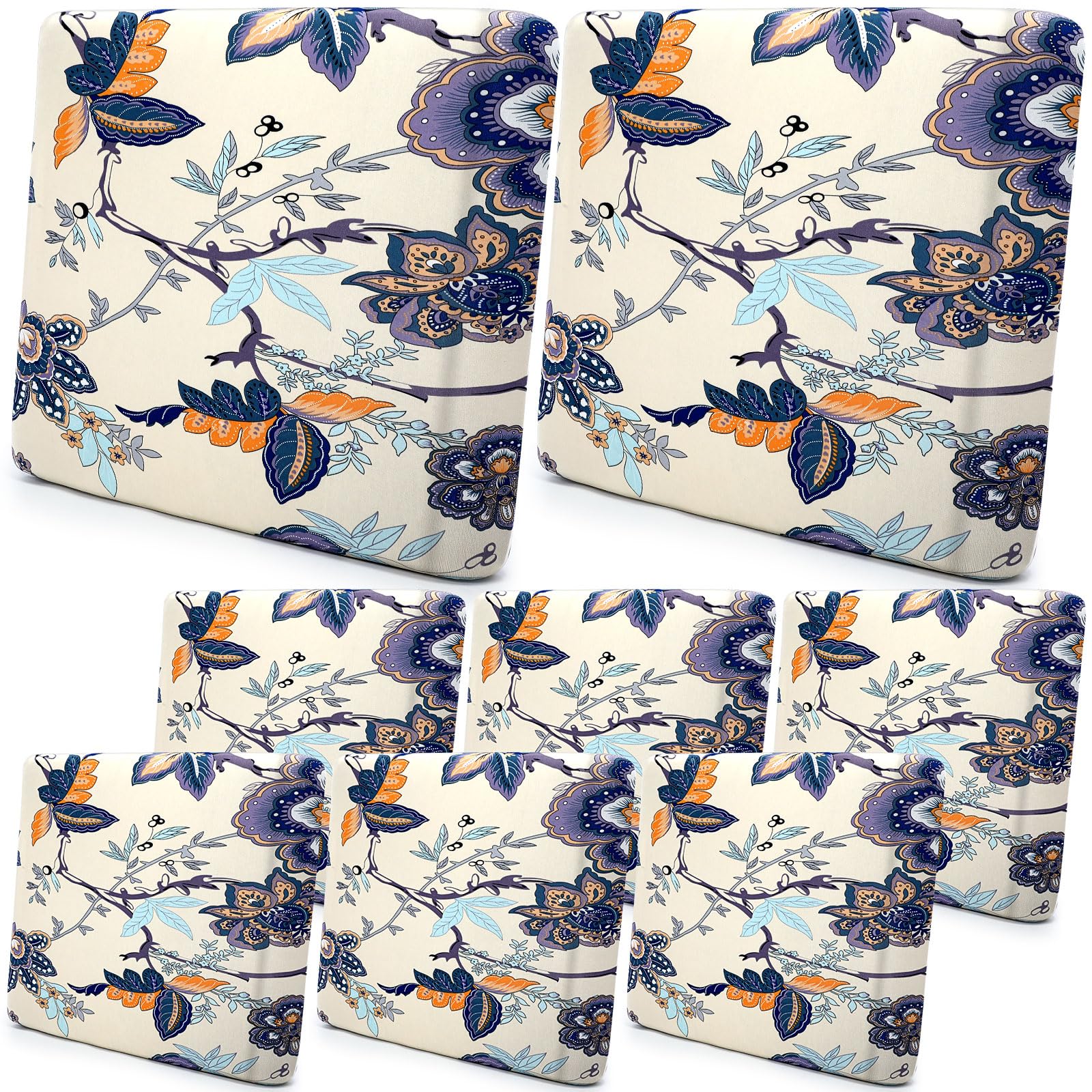 SmoothNovelty front view of eight poppy floral cushion covers showing vibrant printed design and set benefits
