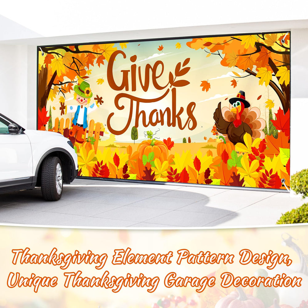 SmoothNovelty full garage view with banner installed creating bold Halloween curb appeal