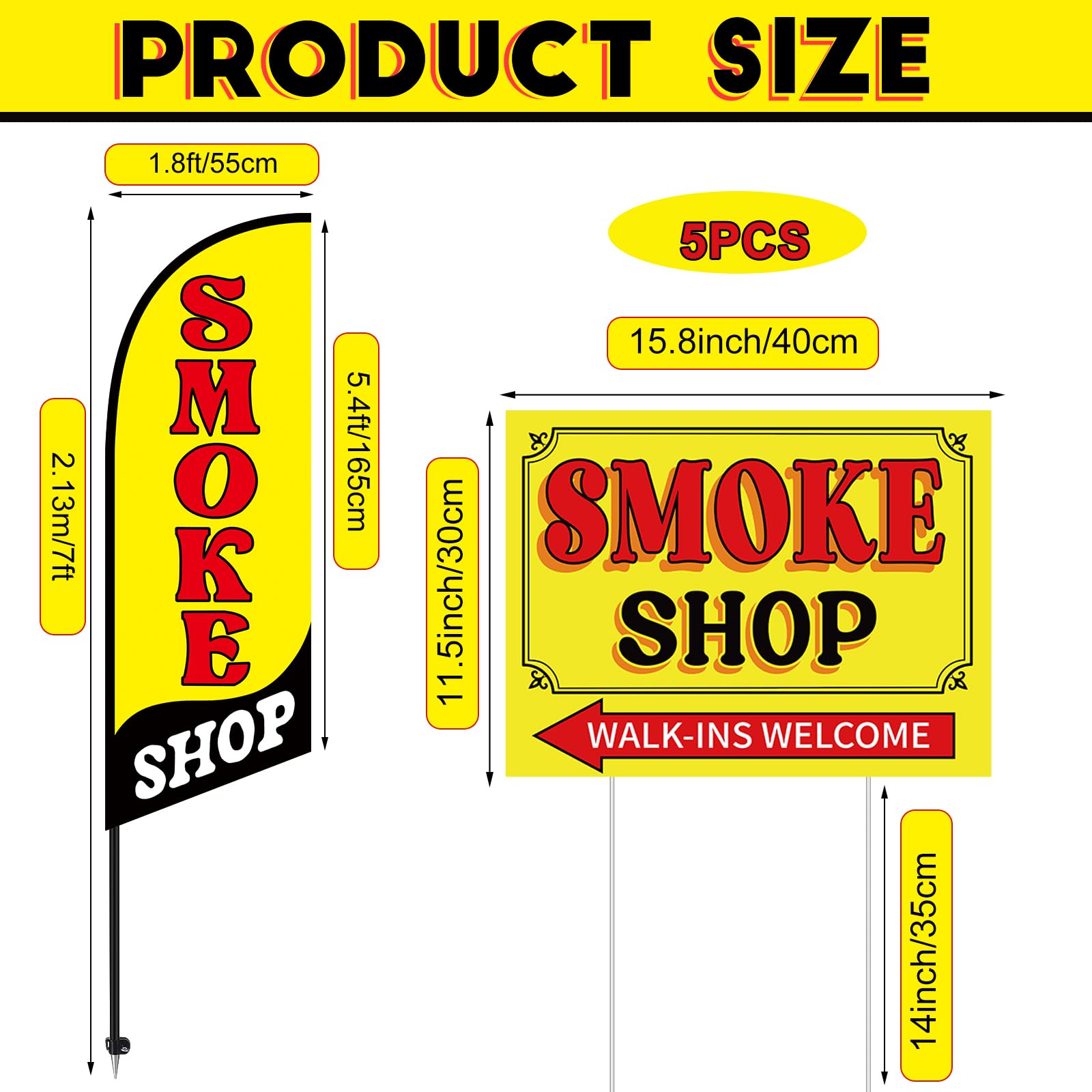 SmoothNovelty five plastic smoke shop signs spread for coordinated branding
