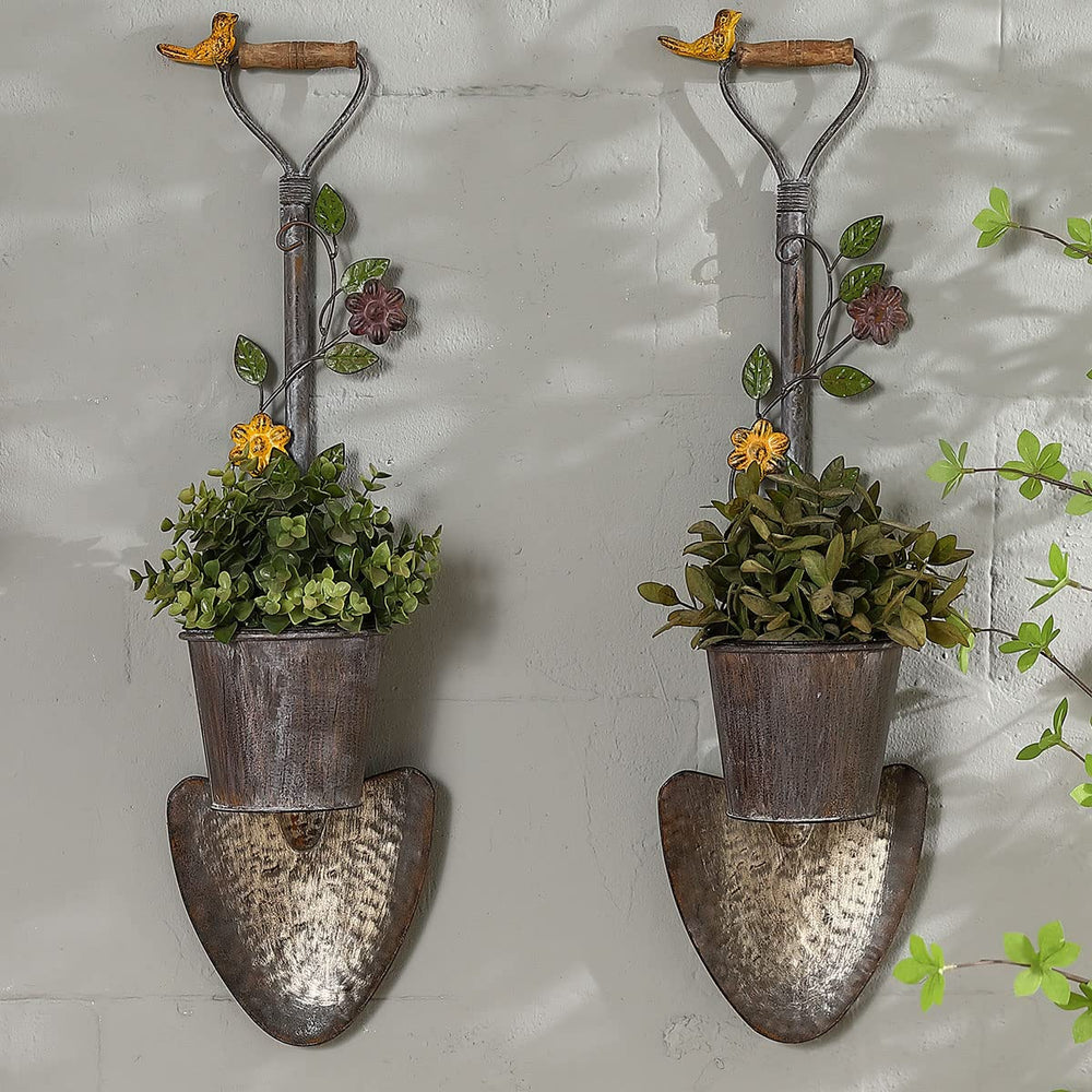 SMQLJXC front view of two-piece planter set showing rustic finish and shape benefits