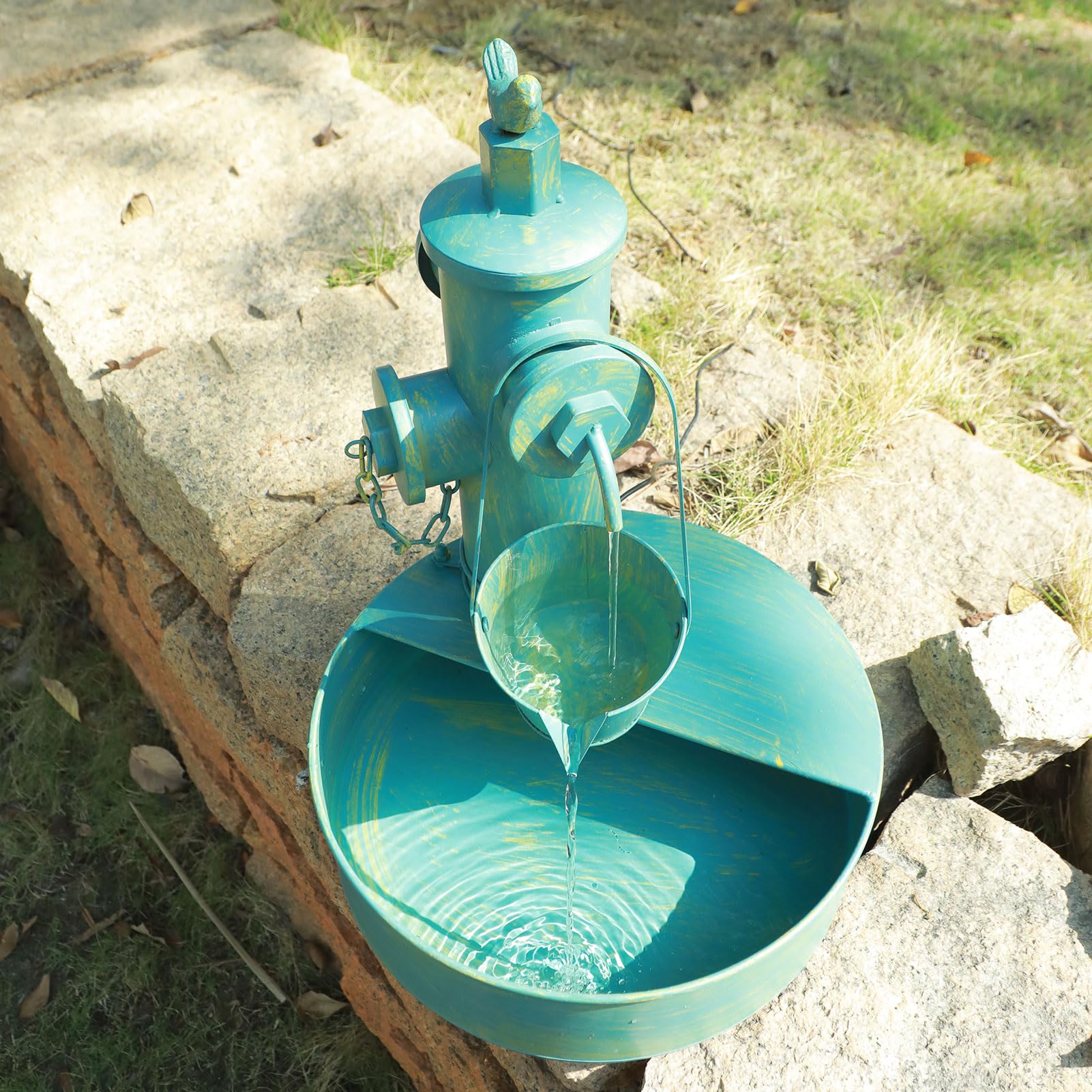 SMQLJXC vintage fire-hydrant motif and bird pattern accenting garden décor