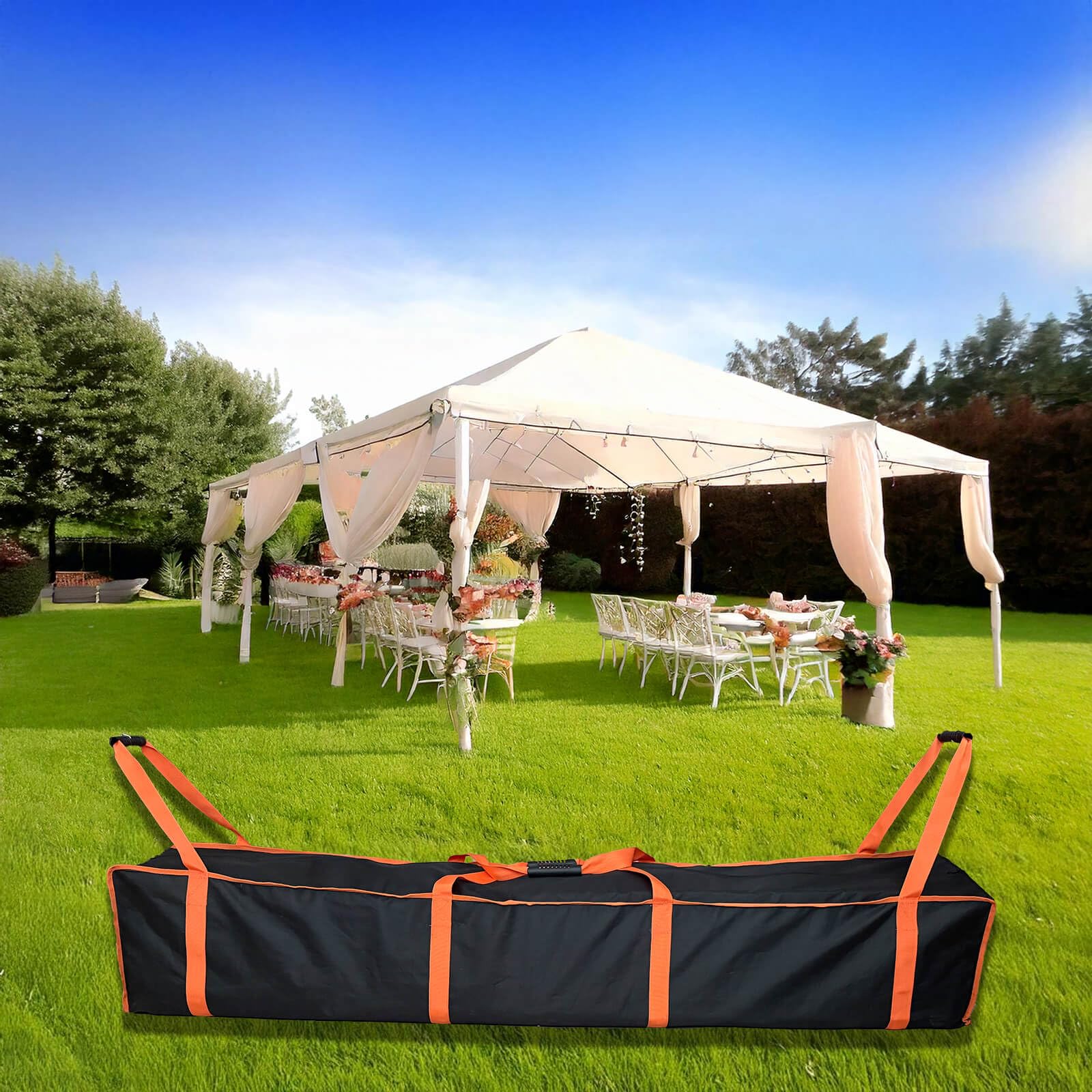 Smyhlf-us contents with canopy poles and accessories for organized storage