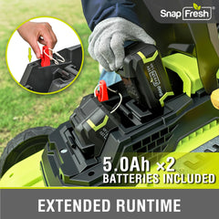 SnapFresh two 5.0Ah batteries and dual charger, showing fast charging convenience