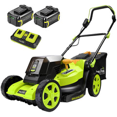 SnapFresh front view showing mower and deck, highlights clean design and quick setup