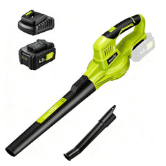 SnapFresh front view of cordless leaf blower showing compact profile and benefits