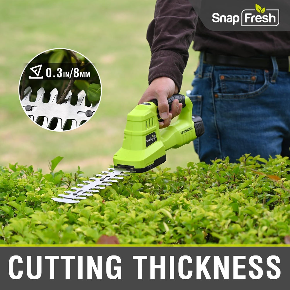 SnapFresh grass shears in use trimming lawn edges for precise results