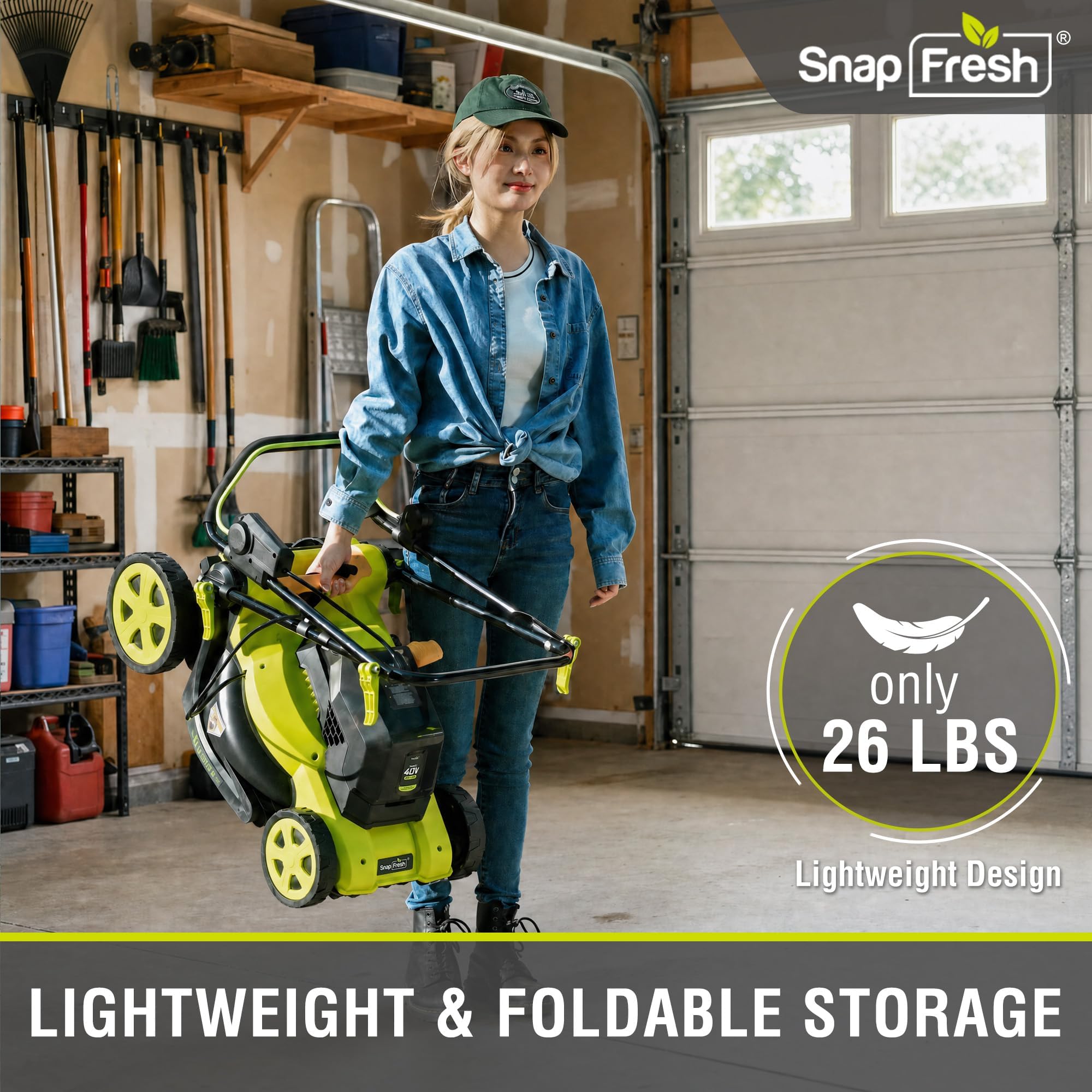 SnapFresh larger front and rear wheels and undercarriage, showing smoother pushing