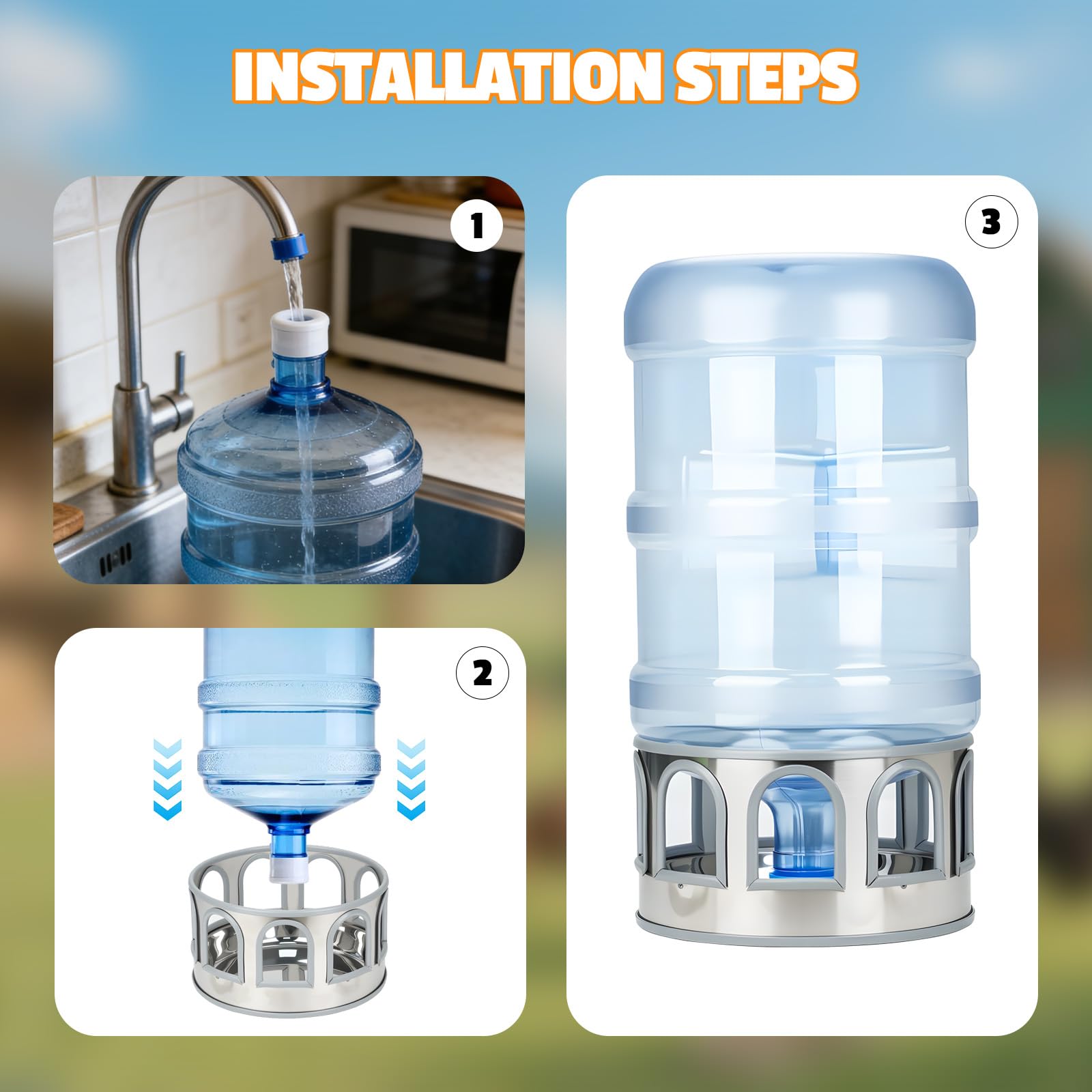 SNMUMU connection detail showing recommended gap between bucket outlet and base for flow