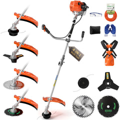 Snoonwee front view showing orange 52cc unit ready to cut