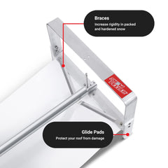 SNOWPEELER glide pads detail protecting shingles and reducing roof surface abrasion