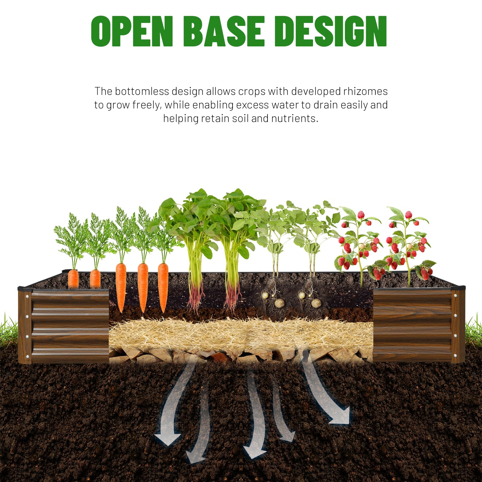 SnugNiture assembled bed on patio showing tidy, elevated garden benefit