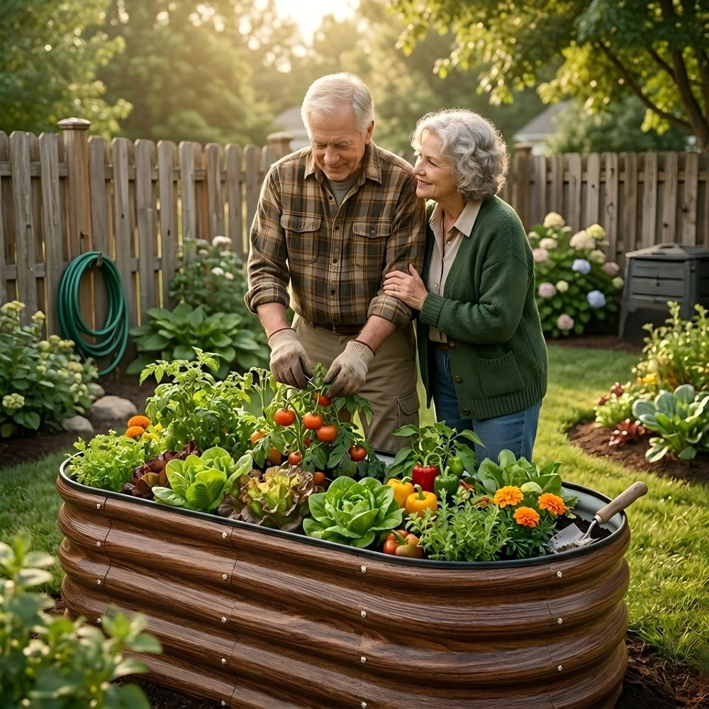 SnugNiture side profile of assembled planter showing thickened oval structure stability