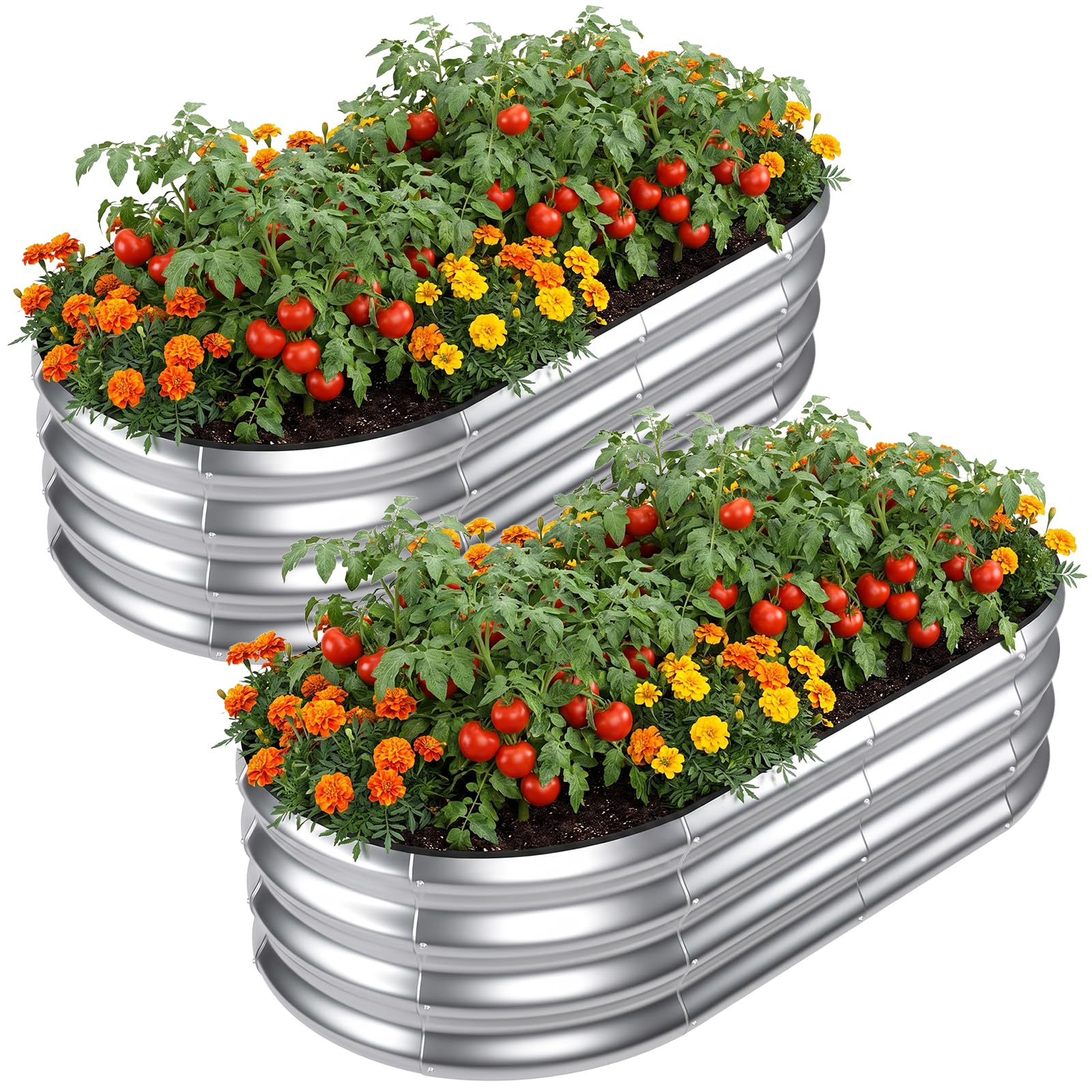 SnugNiture front view of two raised garden beds showing compact outdoor planters and durable build
